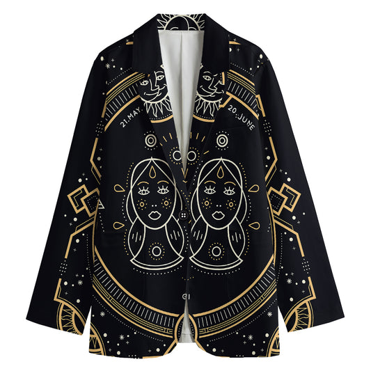 Vintage Gemini Zodiac Sign Print Women's Blazer