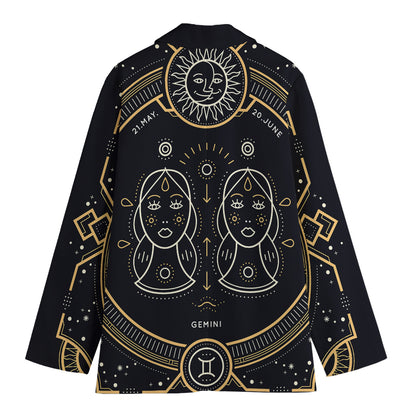 Vintage Gemini Zodiac Sign Print Women's Blazer