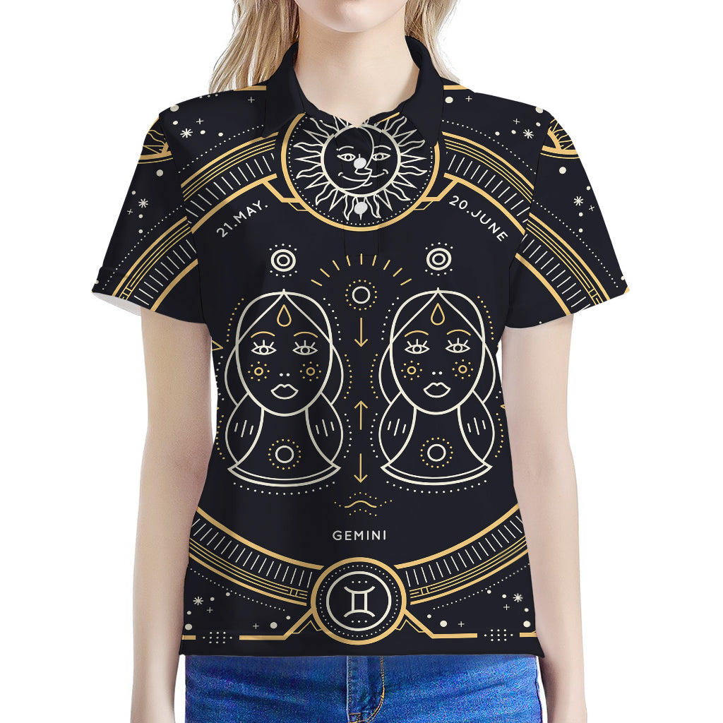 Vintage Gemini Zodiac Sign Print Women's Polo Shirt