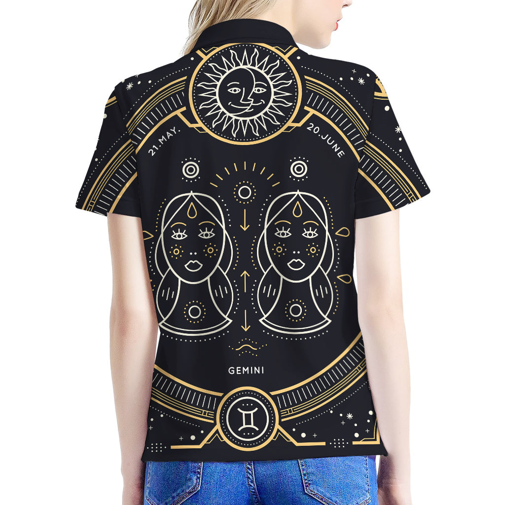 Vintage Gemini Zodiac Sign Print Women's Polo Shirt