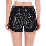 Vintage Gemini Zodiac Sign Print Women's Split Running Shorts