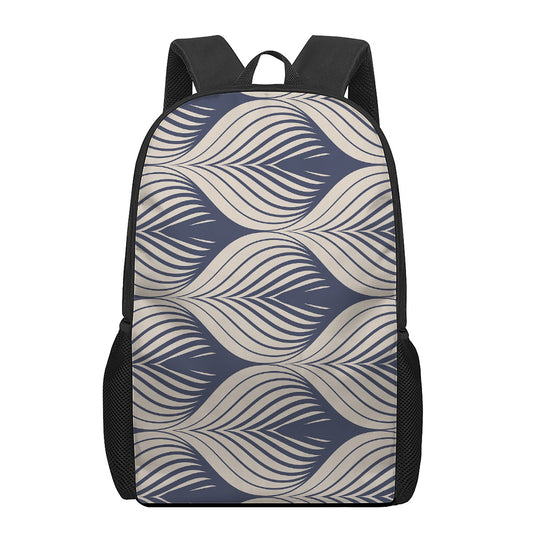 Vintage Geometric Leaf Pattern Print 17 Inch Backpack