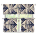 Vintage Geometric Leaf Pattern Print 3 Piece Kitchen Curtains