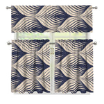 Vintage Geometric Leaf Pattern Print 3 Piece Kitchen Curtains