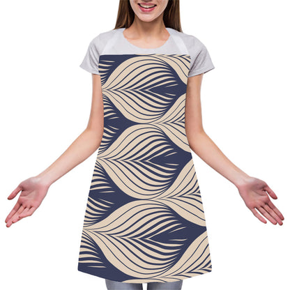Vintage Geometric Leaf Pattern Print Adjustable Apron