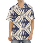 Vintage Geometric Leaf Pattern Print Aloha Shirt
