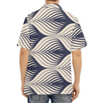 Vintage Geometric Leaf Pattern Print Aloha Shirt
