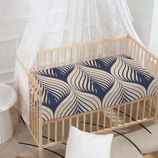 Vintage Geometric Leaf Pattern Print Baby Crib Sheet