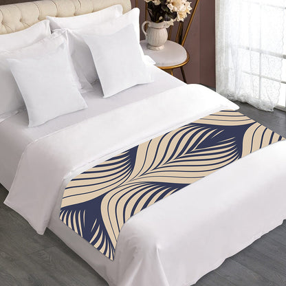 Vintage Geometric Leaf Pattern Print Bed Runner