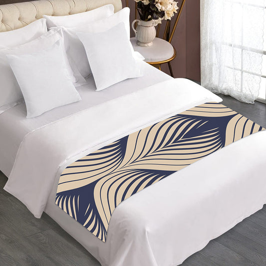 Vintage Geometric Leaf Pattern Print Bed Runner