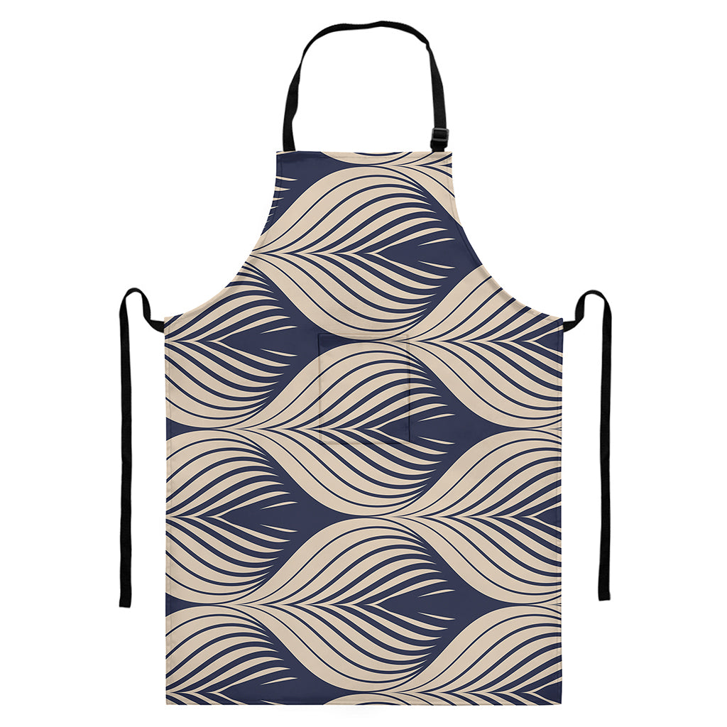 Vintage Geometric Leaf Pattern Print Bib Apron With Pocket