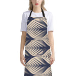 Vintage Geometric Leaf Pattern Print Bib Apron With Pocket