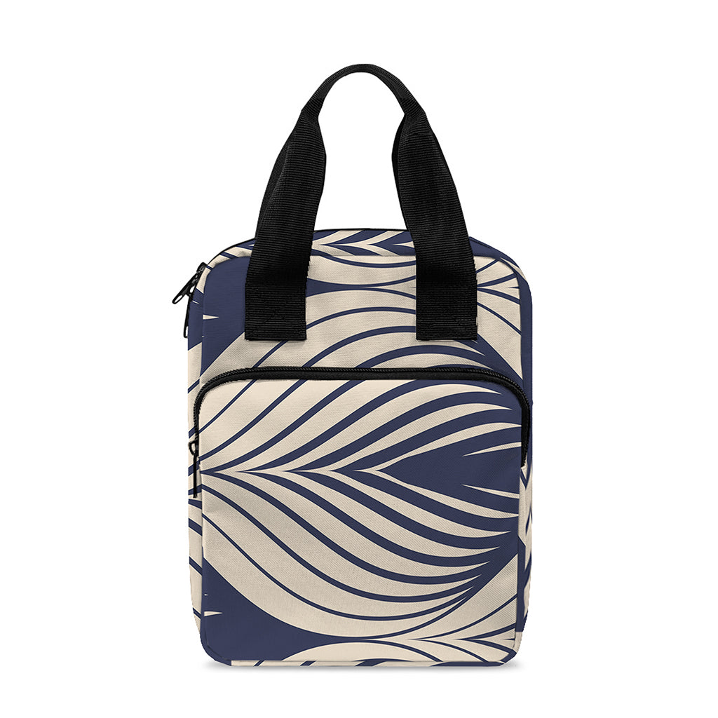 Vintage Geometric Leaf Pattern Print Bible Tote Bag