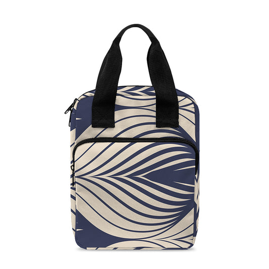Vintage Geometric Leaf Pattern Print Bible Tote Bag