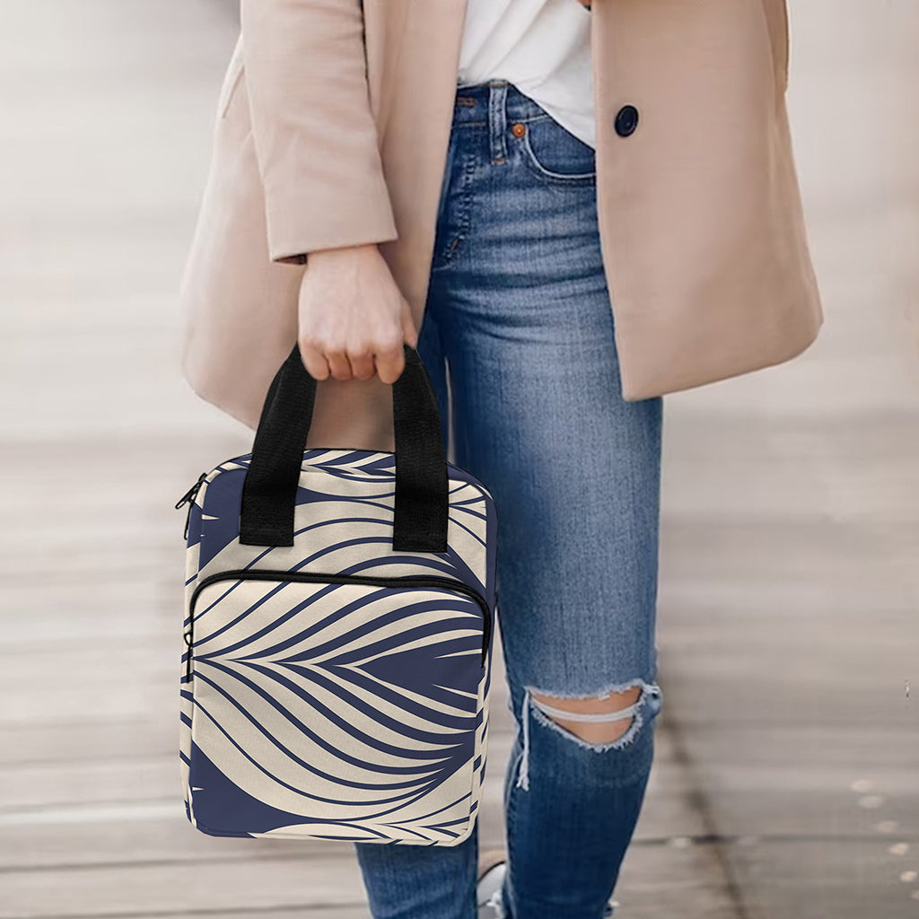 Vintage Geometric Leaf Pattern Print Bible Tote Bag