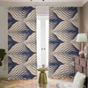 Vintage Geometric Leaf Pattern Print Blackout Pencil Pleat Curtains