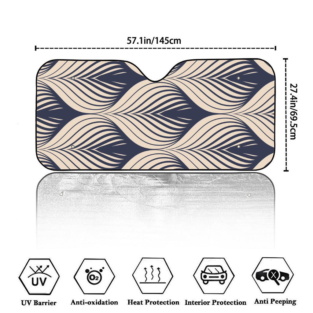 Vintage Geometric Leaf Pattern Print Car Windshield Sun Shade