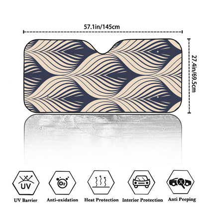 Vintage Geometric Leaf Pattern Print Car Windshield Sun Shade
