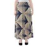 Vintage Geometric Leaf Pattern Print Chiffon Maxi Skirt