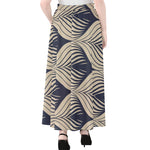 Vintage Geometric Leaf Pattern Print Chiffon Maxi Skirt