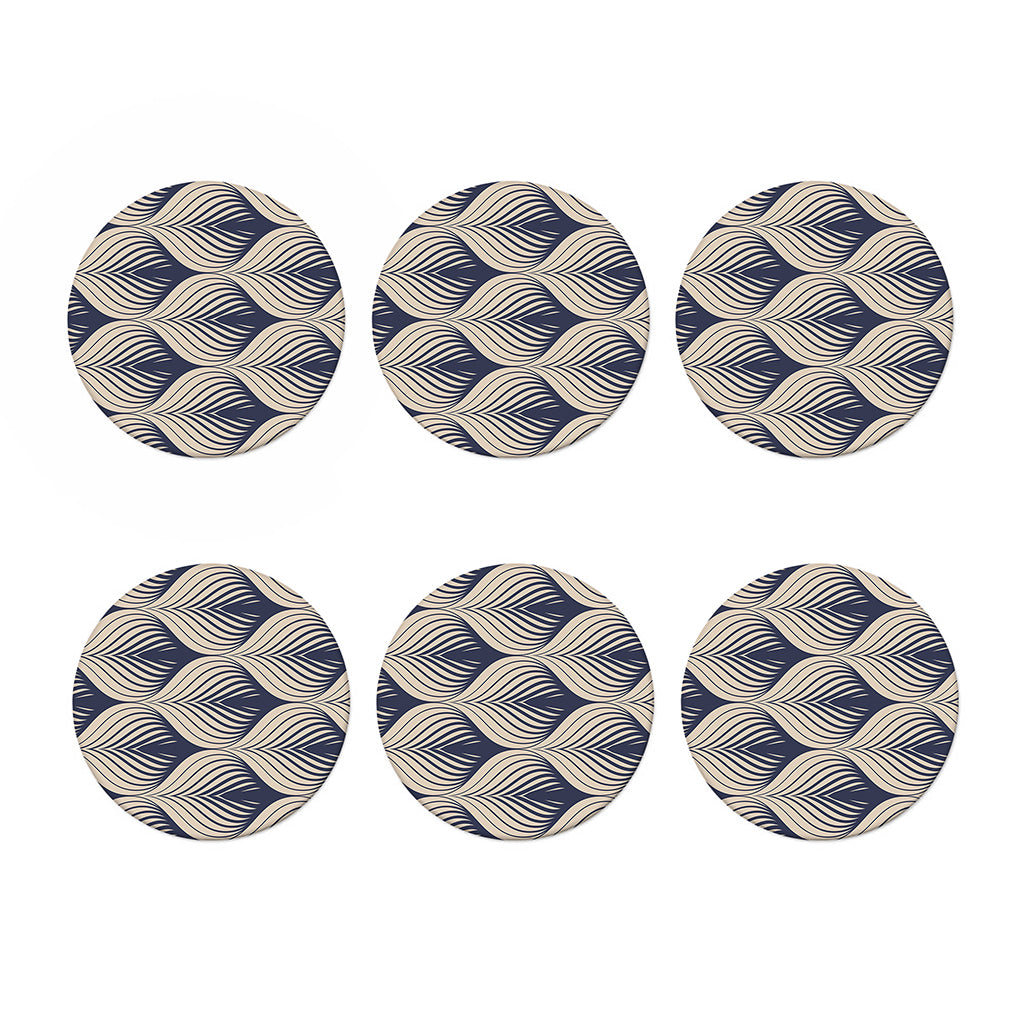Vintage Geometric Leaf Pattern Print Coaster Set