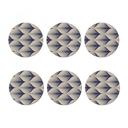 Vintage Geometric Leaf Pattern Print Coaster Set