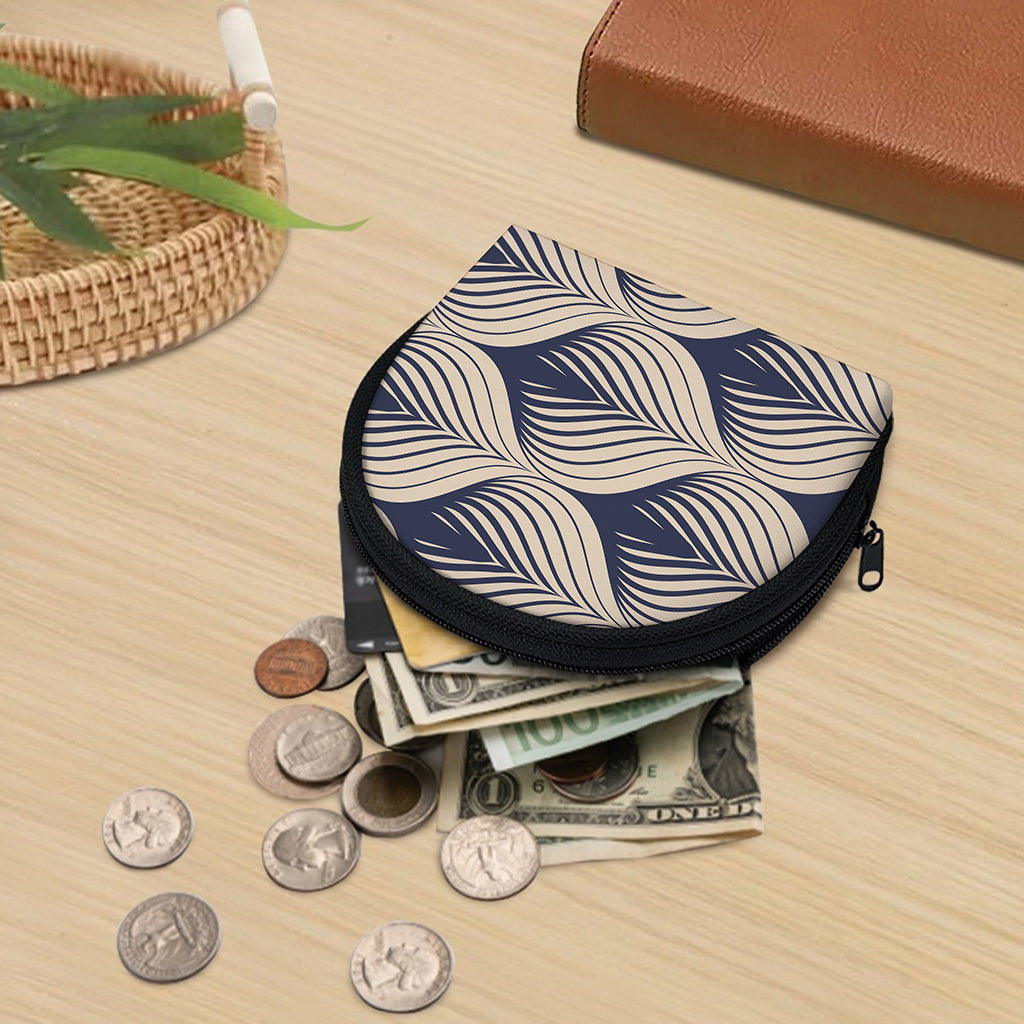 Vintage Geometric Leaf Pattern Print Coin Purse