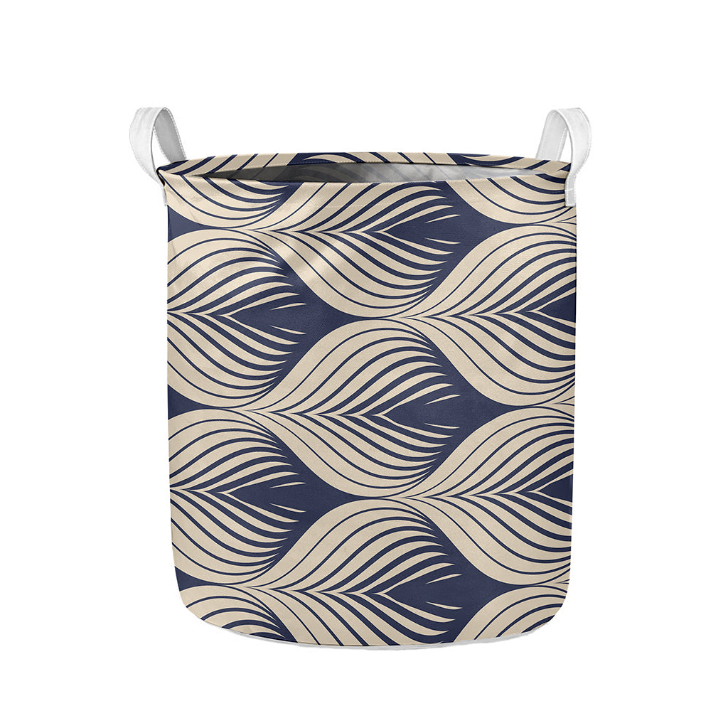 Vintage Geometric Leaf Pattern Print Collapsible Laundry Basket