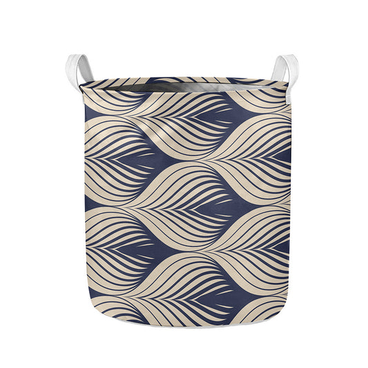 Vintage Geometric Leaf Pattern Print Collapsible Laundry Basket