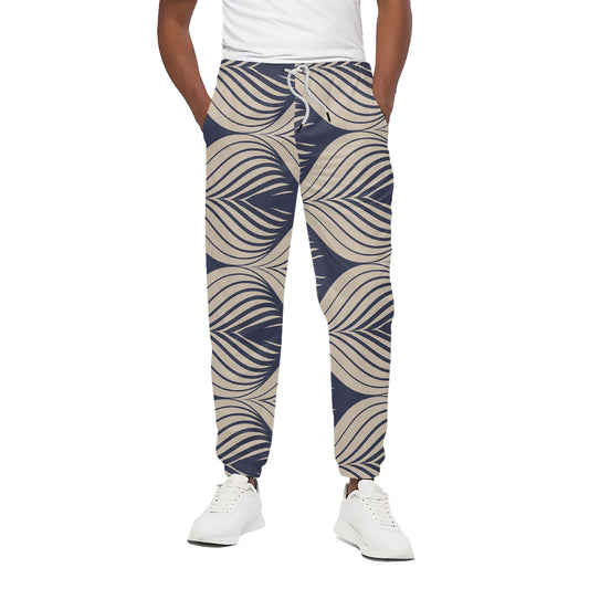 Vintage Geometric Leaf Pattern Print Cotton Pants