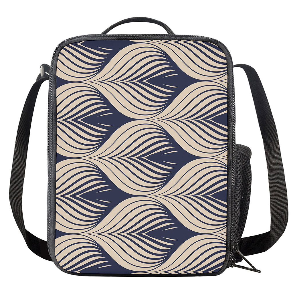 Vintage Geometric Leaf Pattern Print Crossbody Lunch Bag