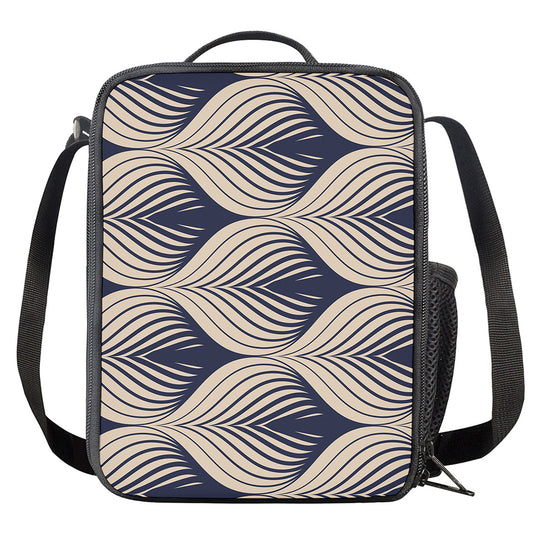 Vintage Geometric Leaf Pattern Print Crossbody Lunch Bag