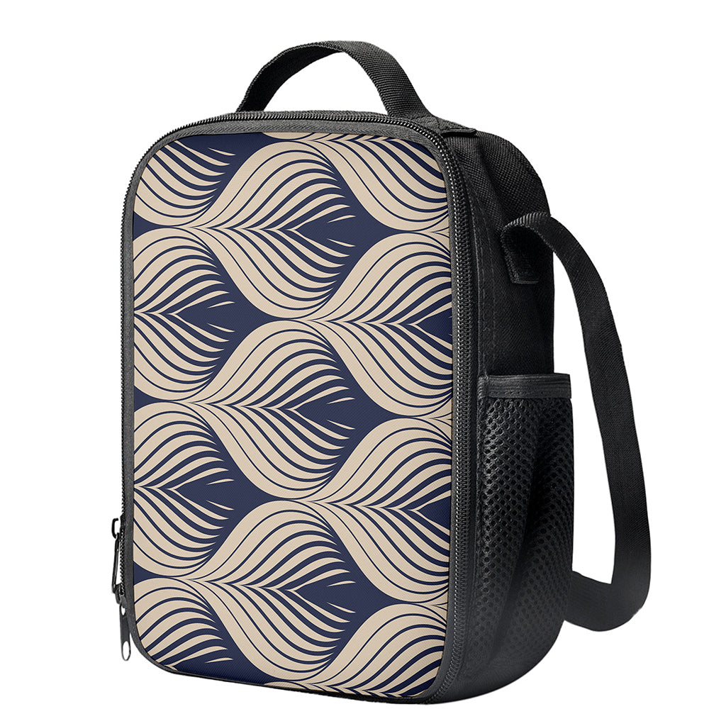 Vintage Geometric Leaf Pattern Print Crossbody Lunch Bag