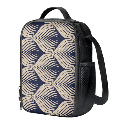 Vintage Geometric Leaf Pattern Print Crossbody Lunch Bag