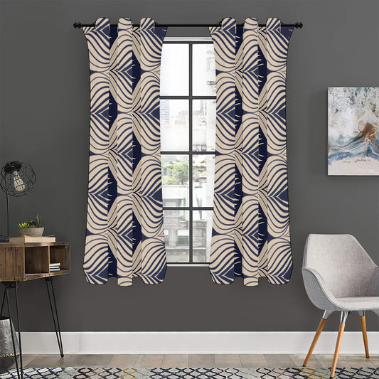 Vintage Geometric Leaf Pattern Print Curtain