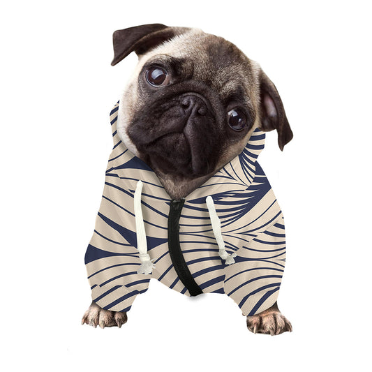 Vintage Geometric Leaf Pattern Print Dog Zip Up Hoodie