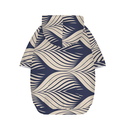 Vintage Geometric Leaf Pattern Print Dog Zip Up Hoodie