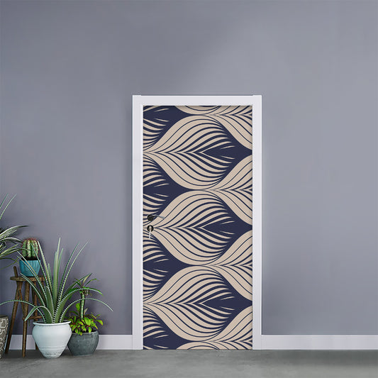 Vintage Geometric Leaf Pattern Print Door Sticker