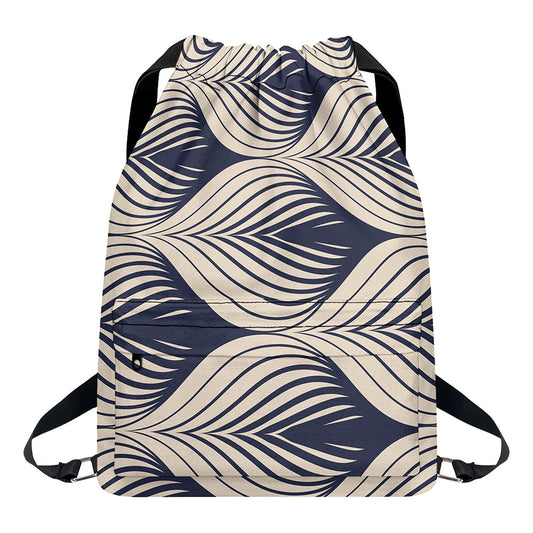 Vintage Geometric Leaf Pattern Print Drawstring Backpack