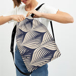 Vintage Geometric Leaf Pattern Print Drawstring Backpack