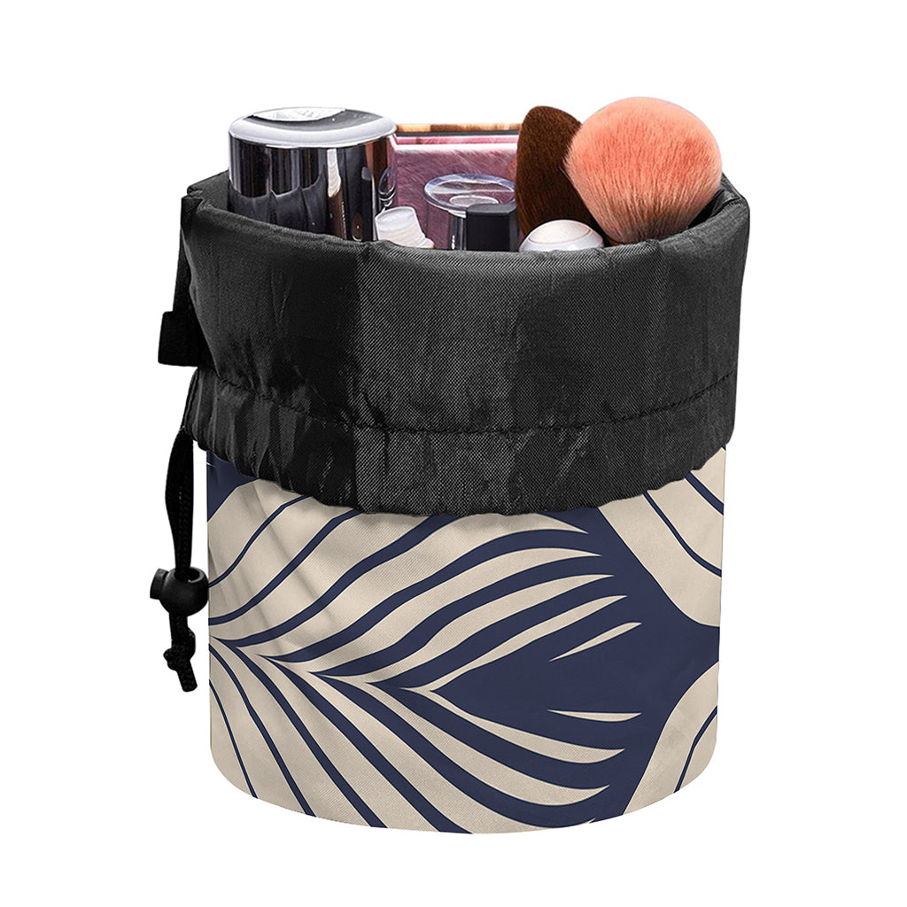 Vintage Geometric Leaf Pattern Print Drawstring Makeup Bag