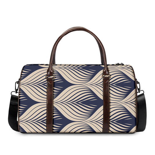 Vintage Geometric Leaf Pattern Print Duffle Bag