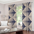 Vintage Geometric Leaf Pattern Print Extra Wide Grommet Curtains