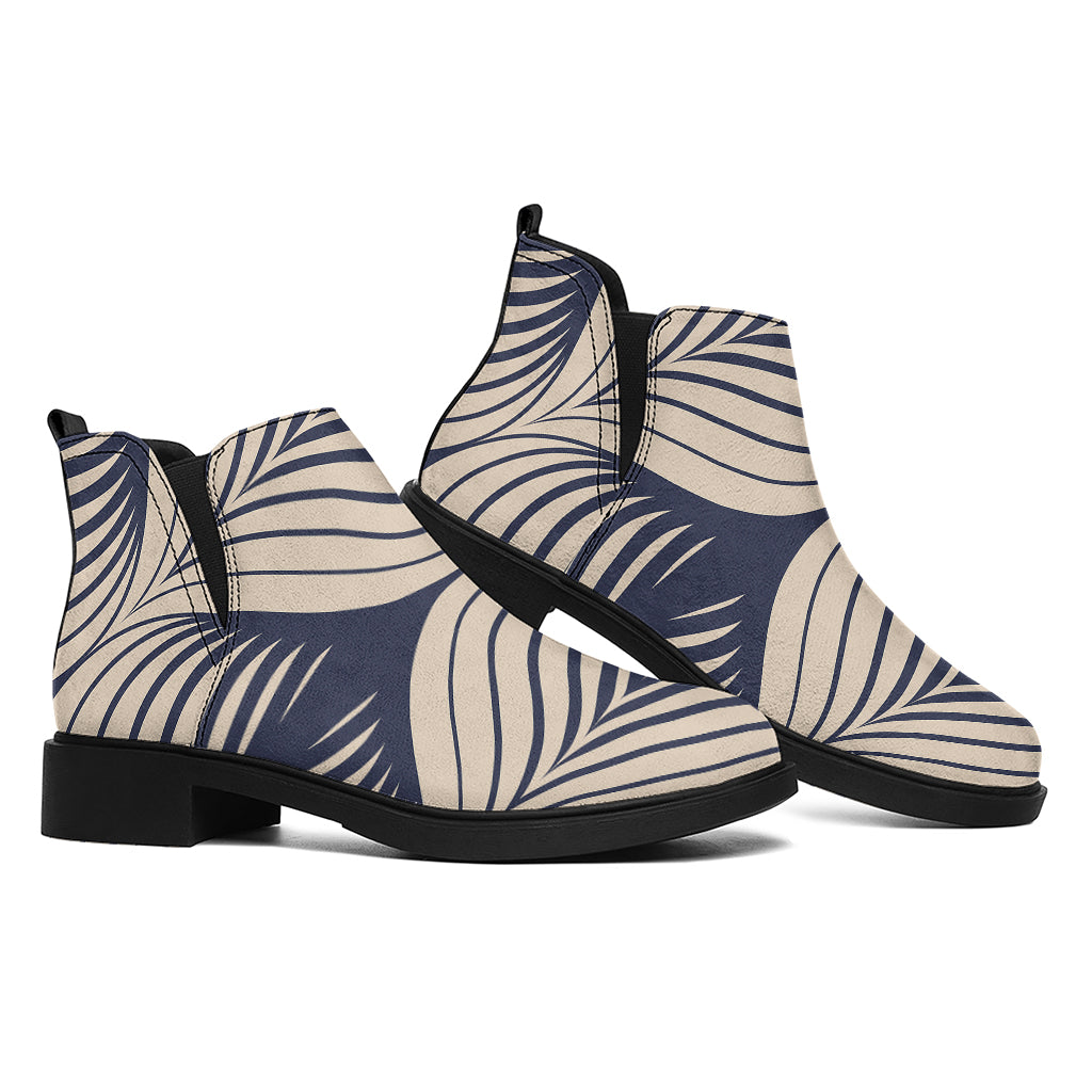 Vintage Geometric Leaf Pattern Print Flat Ankle Boots