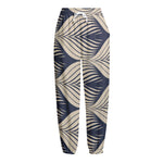 Vintage Geometric Leaf Pattern Print Fleece Lined Knit Pants