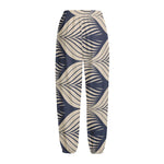 Vintage Geometric Leaf Pattern Print Fleece Lined Knit Pants