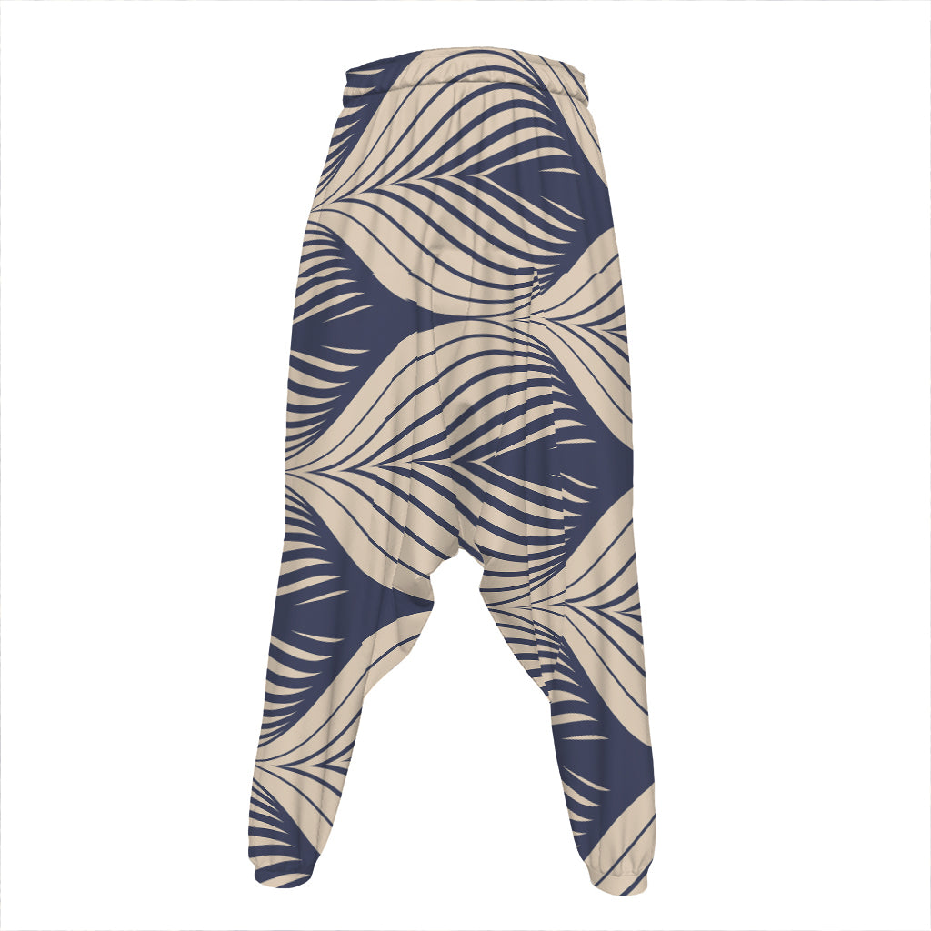 Vintage Geometric Leaf Pattern Print Hammer Pants