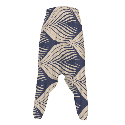 Vintage Geometric Leaf Pattern Print Hammer Pants