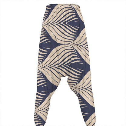 Vintage Geometric Leaf Pattern Print Hammer Pants