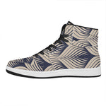 Vintage Geometric Leaf Pattern Print High Top Leather Sneakers
